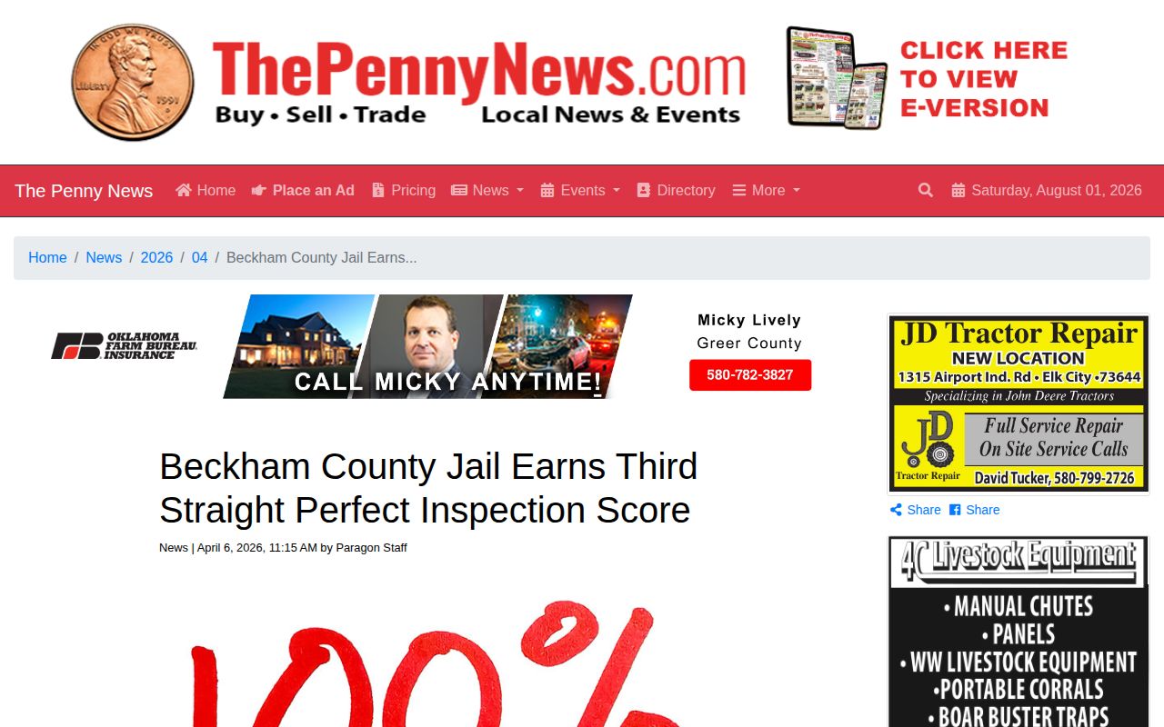 Beckham County Jail facility context for release records