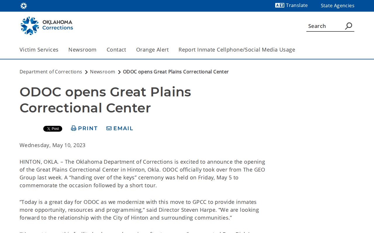 North Fork Correctional Center closure and former prisoner release search
